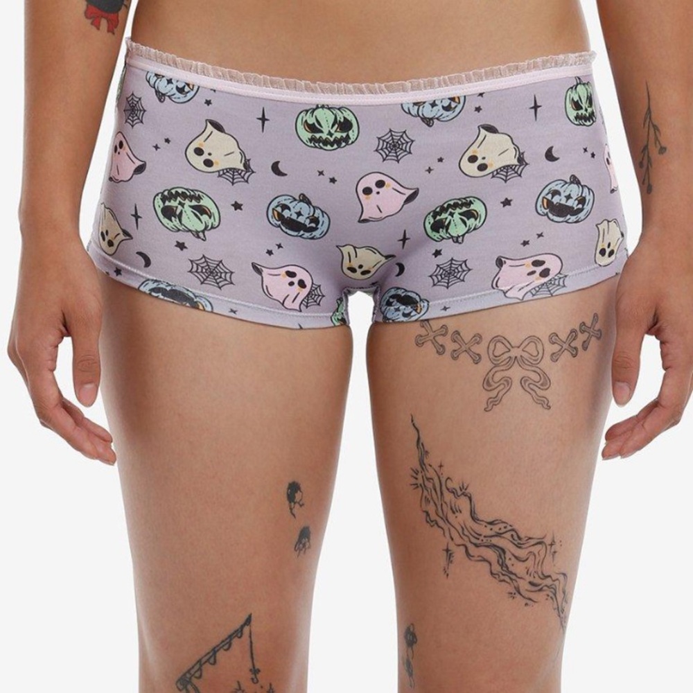Pastel Pumpkin‎ & Ghost Boyshort Panty Hot Topic Halloween